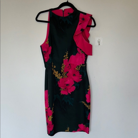 Black Halo One Shoulder Ruffle Floral Dress - Picture 1 of 7